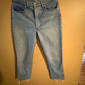 Rag & Bone Nina High Rise Ankle Cigarette Jeans Size 28 Light Wash Raw Hem